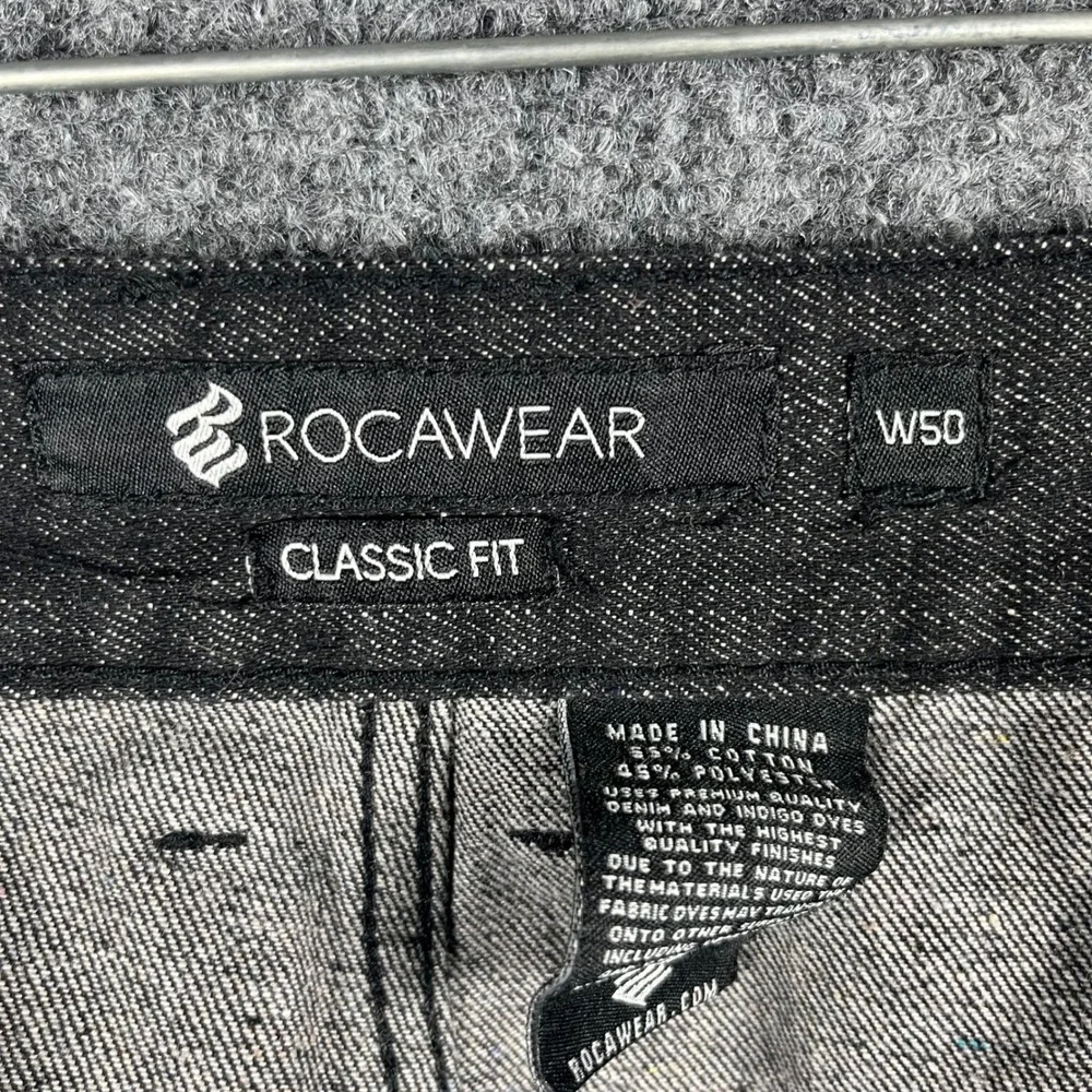 Rocawear Jeans Mens 50 Dark Indigo Classic Fit Embroidered Streetwear